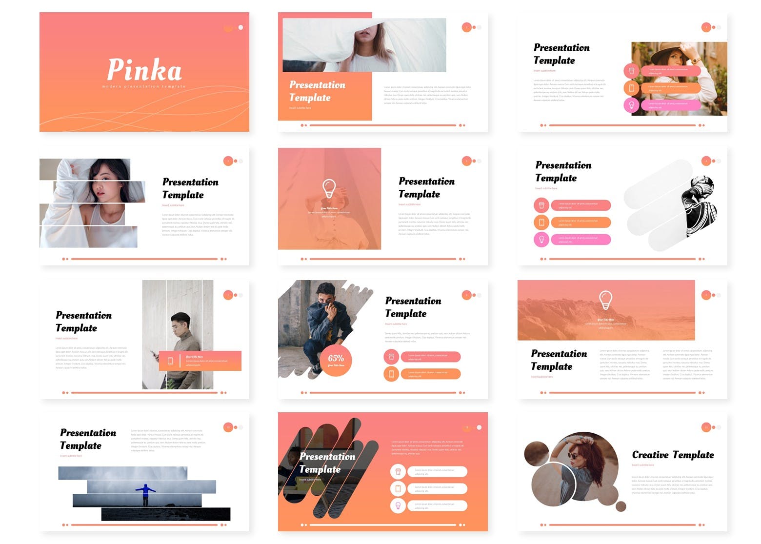 谷歌幻灯片摄影作品集模板下载 Pinka – Google Slide Template设计素材模板